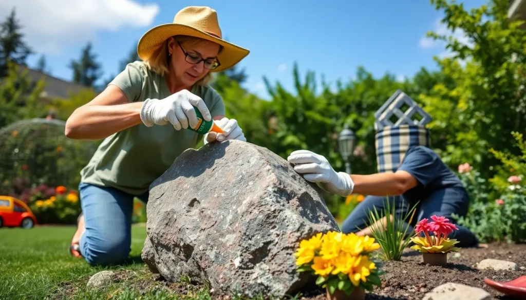 landscaping rock glue