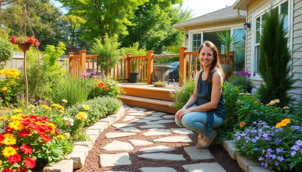 landscaping around deck